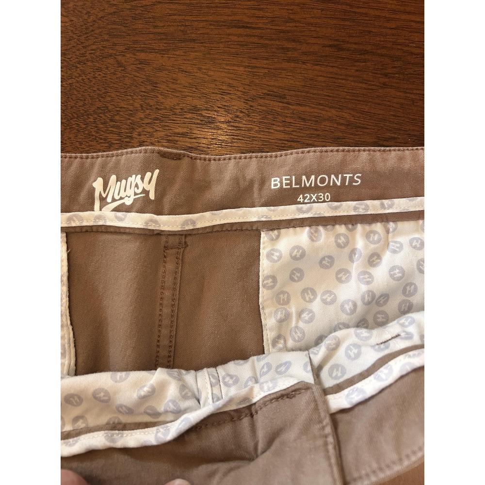 Mugsy Pants Mens 42x30 Beige Belmonts Slim Fit Stretch Chino Tapered Leg - Picture 5 of 12